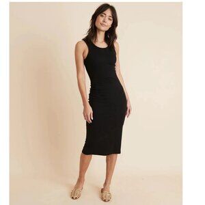 Marine Layer Lexi Rib Daytime Midi Dress in Black - S